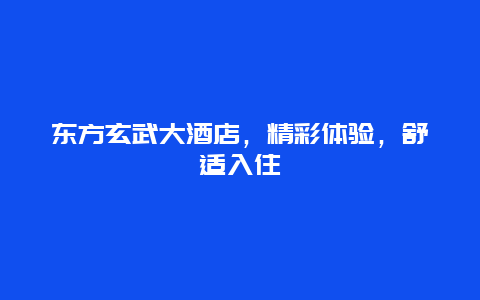 东方玄武大酒店，精彩体验，舒适入住