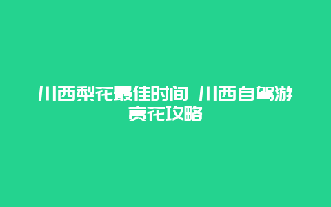 川西梨花最佳时间 川西自驾游赏花攻略