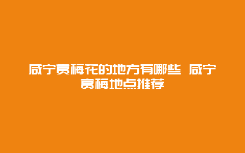 咸宁赏梅花的地方有哪些 咸宁赏梅地点推荐