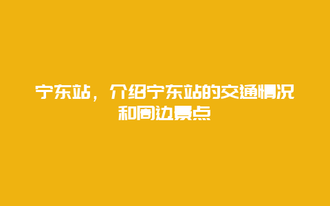 宁东站，介绍宁东站的交通情况和周边景点