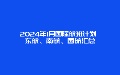 2024年1月国际航班计划 东航、南航、国航汇总