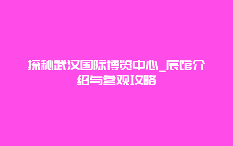 探秘武汉国际博览中心_展馆介绍与参观攻略