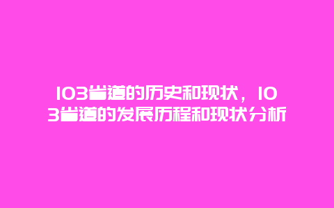 103省道的历史和现状，103省道的发展历程和现状分析