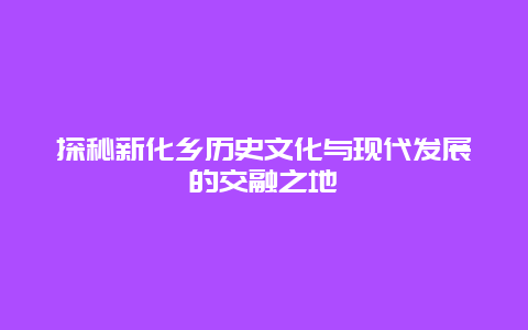 探秘新化乡历史文化与现代发展的交融之地