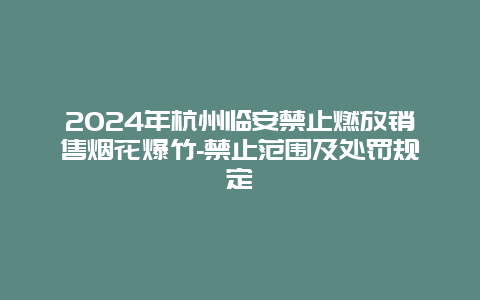 2024年杭州临安禁止燃放销售烟花爆竹-禁止范围及处罚规定