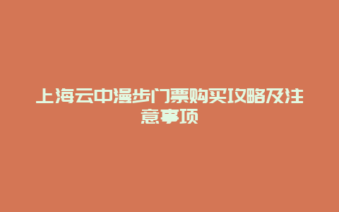 上海云中漫步门票购买攻略及注意事项