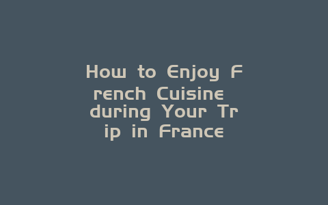 How to Enjoy French Cuisine during Your Trip in France