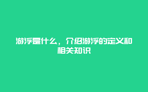 游浮是什么，介绍游浮的定义和相关知识