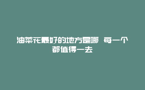 油菜花最好的地方是哪 每一个都值得一去