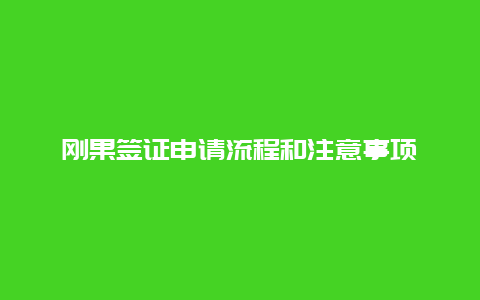 刚果签证申请流程和注意事项