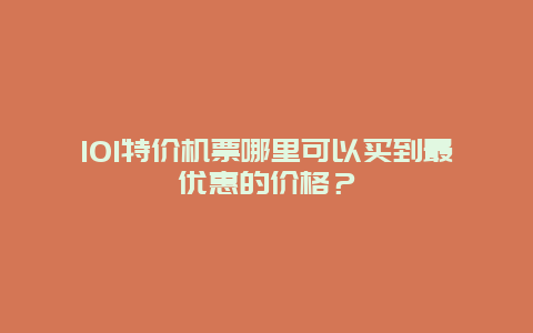 101特价机票哪里可以买到最优惠的价格？