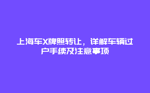 上海车X牌照转让，详解车辆过户手续及注意事项