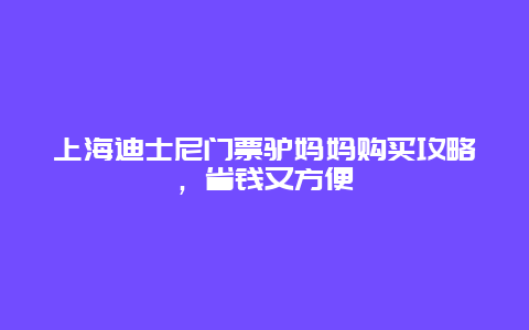 上海迪士尼门票驴妈妈购买攻略，省钱又方便