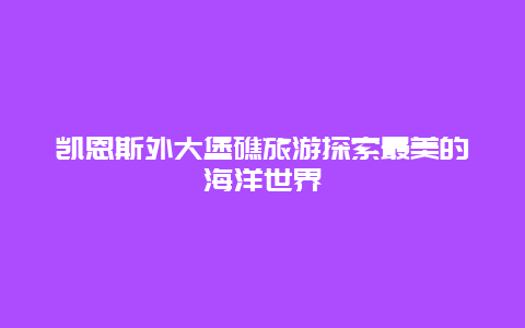 凯恩斯外大堡礁旅游探索最美的海洋世界