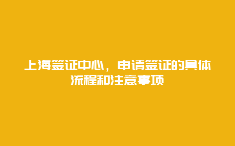 上海签证中心，申请签证的具体流程和注意事项