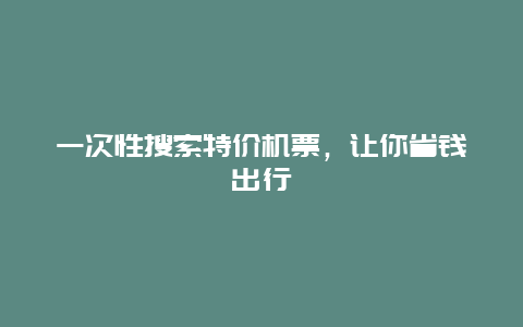 一次性搜索特价机票，让你省钱出行