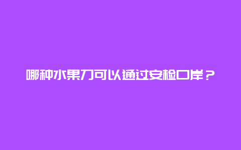 哪种水果刀可以通过安检口岸？