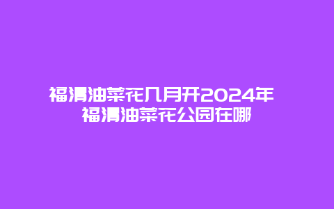 福清油菜花几月开2024年 福清油菜花公园在哪