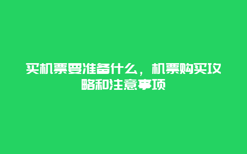 买机票要准备什么，机票购买攻略和注意事项