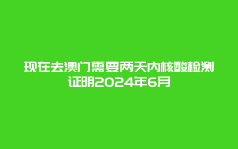 现在去澳门需要两天内核酸检测证明2024年6月