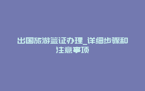 出国旅游签证办理_详细步骤和注意事项