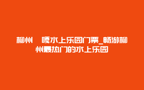 柳州哇嘎水上乐园门票_畅游柳州最热门的水上乐园