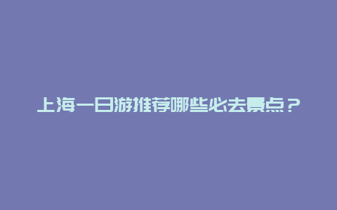 上海一日游推荐哪些必去景点？