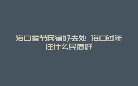 海口春节民宿好去处 海口过年住什么民宿好