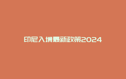 印尼入境最新政策2024