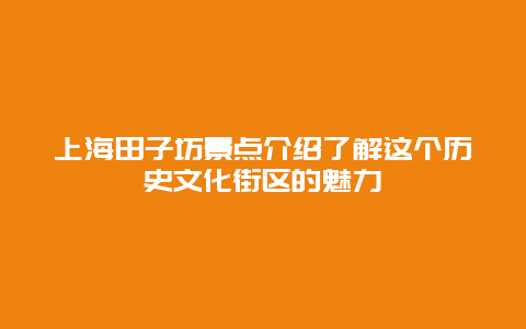 上海田子坊景点介绍了解这个历史文化街区的魅力