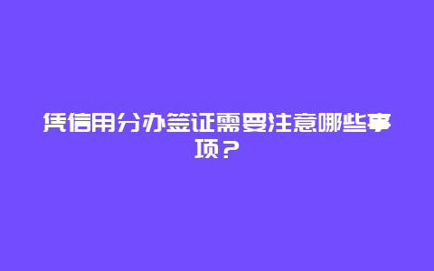 凭信用分办签证需要注意哪些事项？