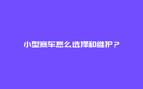 小型赛车怎么选择和维护？