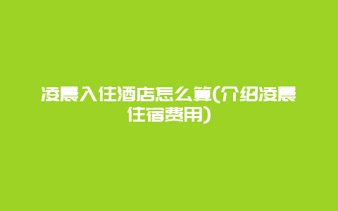 凌晨入住酒店怎么算(介绍凌晨住宿费用)