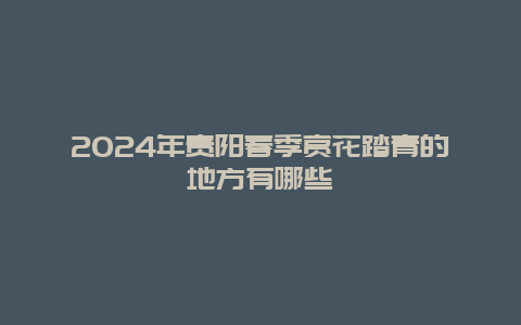 2024年贵阳春季赏花踏青的地方有哪些