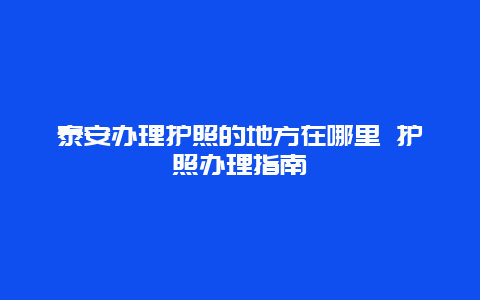 泰安办理护照的地方在哪里 护照办理指南