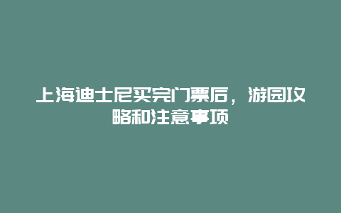 上海迪士尼买完门票后，游园攻略和注意事项