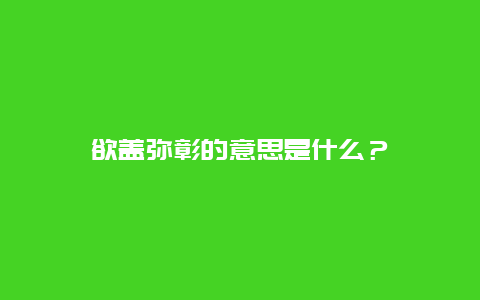 欲盖弥彰的意思是什么？