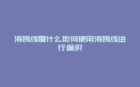 海鸥线是什么如何使用海鸥线进行编织