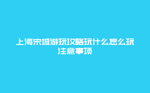 上海宋城游玩攻略玩什么怎么玩注意事项