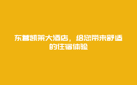 东营凯莱大酒店，给您带来舒适的住宿体验