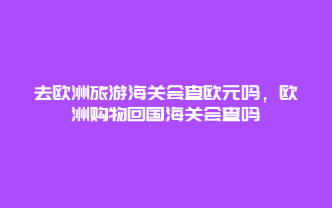 去欧洲旅游海关会查欧元吗，欧洲购物回国海关会查吗