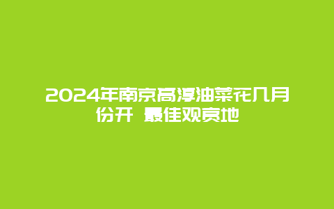 2024年南京高淳油菜花几月份开 最佳观赏地