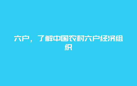 六户，了解中国农村六户经济组织