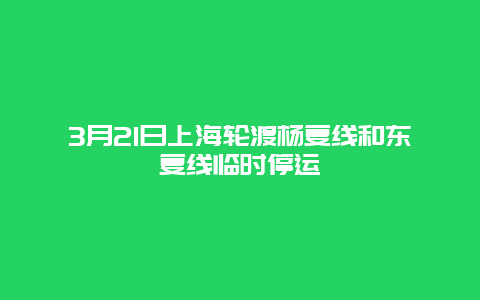 3月21日上海轮渡杨复线和东复线临时停运