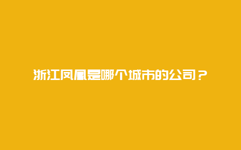 浙江凤凰是哪个城市的公司？