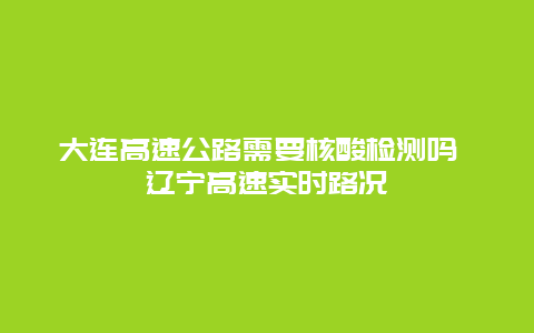 大连高速公路需要核酸检测吗 辽宁高速实时路况