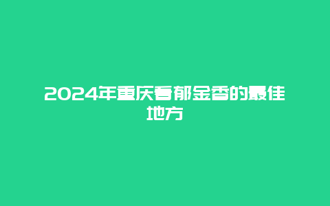 2024年重庆看郁金香的最佳地方