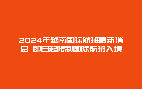 2024年越南国际航班最新消息 即日起限制国际航班入境