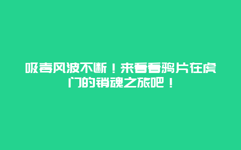 吸毒风波不断！来看看鸦片在虎门的销魂之旅吧！