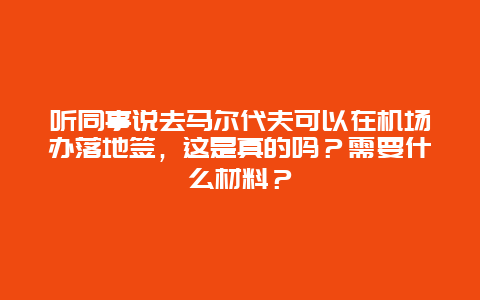 听同事说去马尔代夫可以在机场办落地签，这是真的吗？需要什么材料？